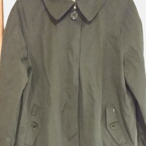 London Fog black long women's fall spring rain dress jacket coat size large XL